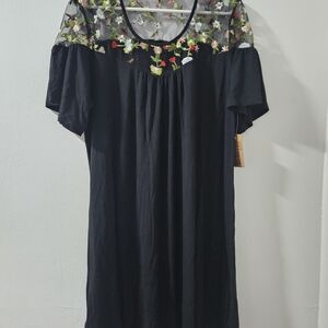 Chic Black Midi Dress with Floral Accents
